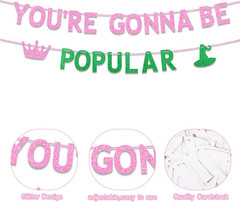 Wicked Birthday Party Decorations, You’Re Gonna Be Popular Banner, Glitter Pink