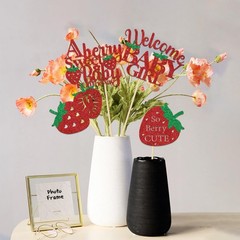 12 PCS Strawberry Baby Shower Centerpiece Sticks Berry Sweet Theme Decoration